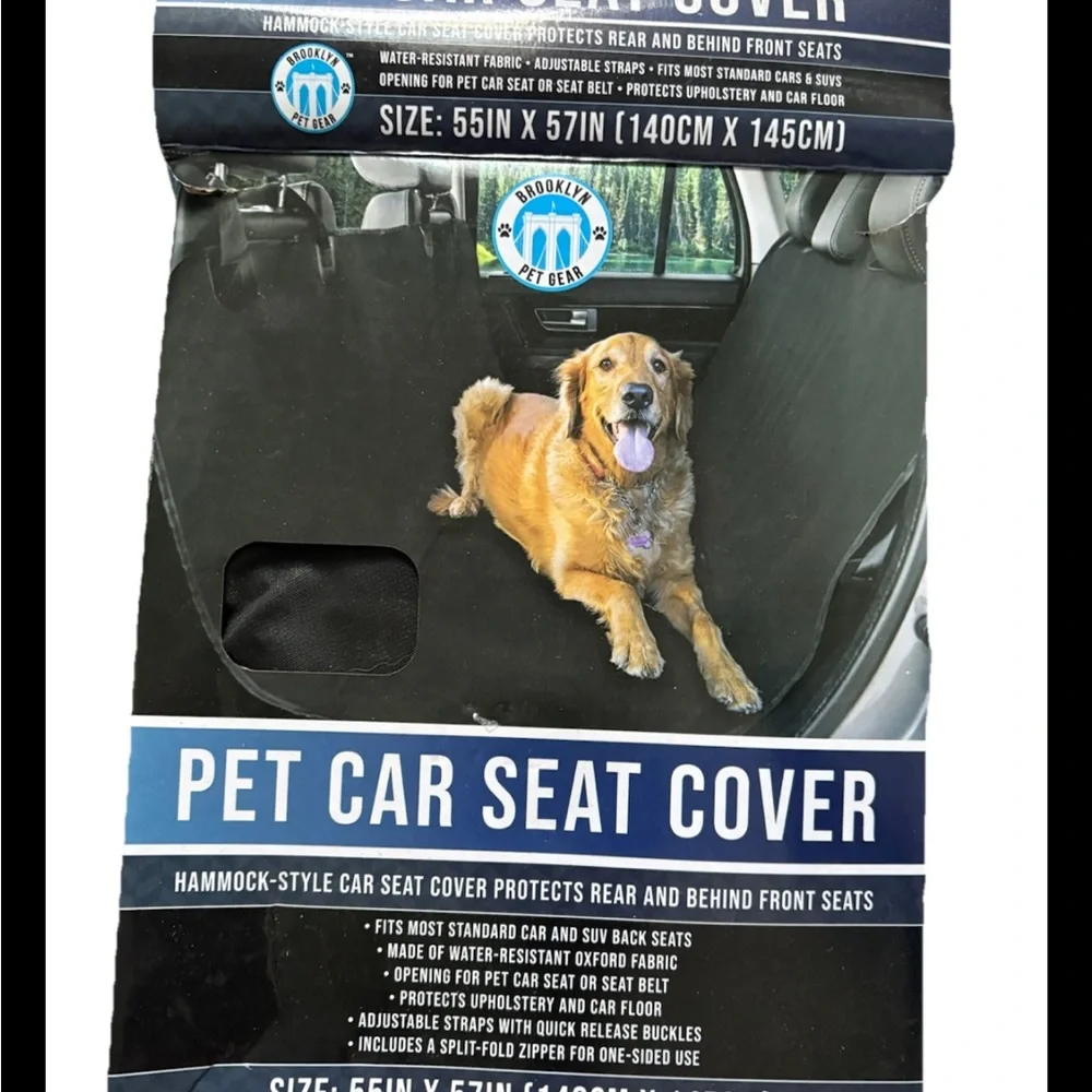 Brooklyn Pet Car Seat Cover, Fits most cars and SUV Back Seats, NIB,
